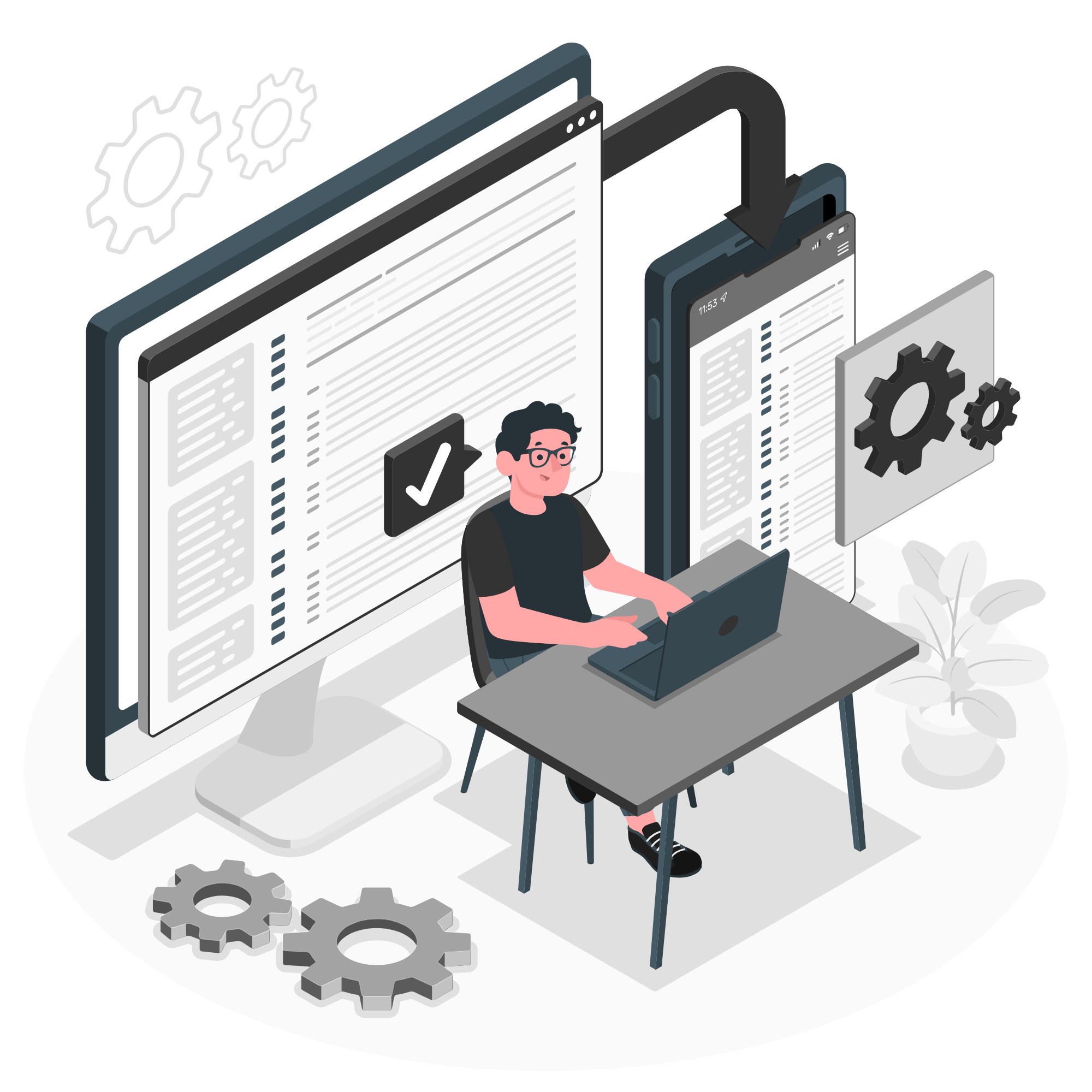 Cartoon of Ayub Baba coding