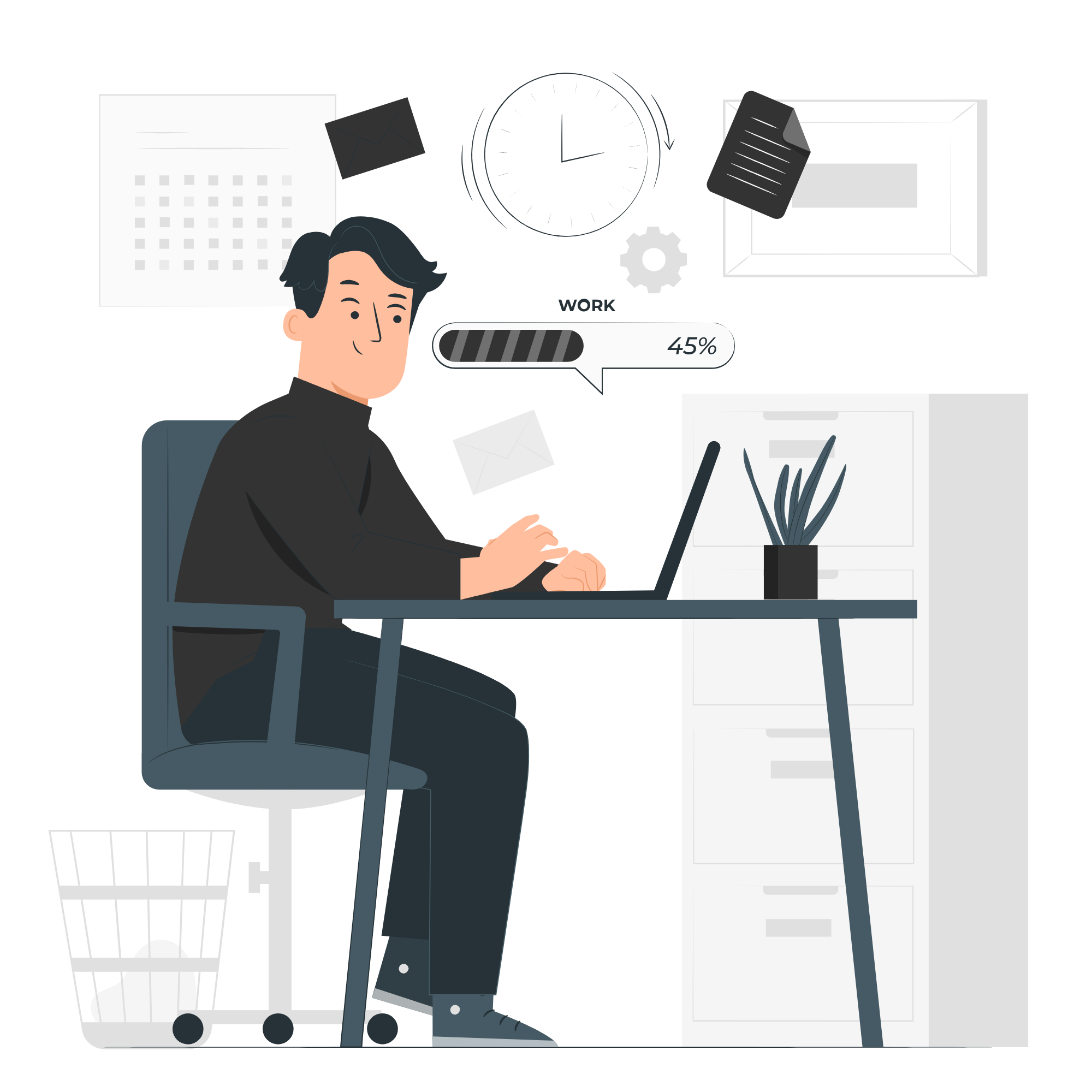 Illustration of a developer at a desk